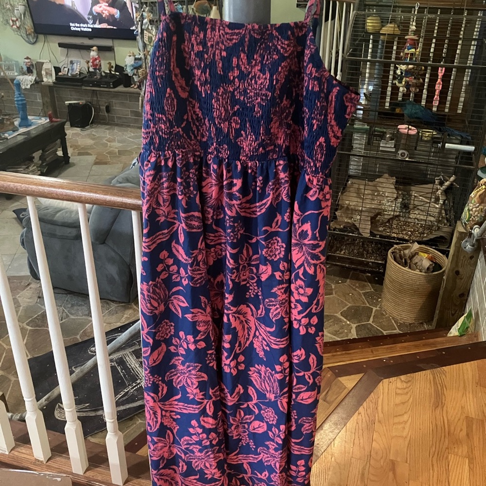 Floral Maxi Dress - Pink and Blue